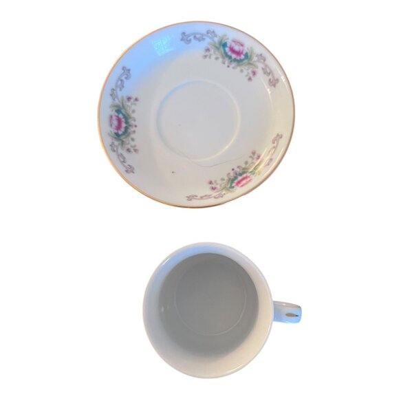 Demitasse Tea Cup and Saucer Set LILING CHINA Porcelain White Pink Rose Lotus - Picture 5 of 7